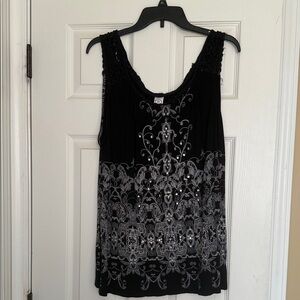 Bila Black Tank Top with Silver Embellishments